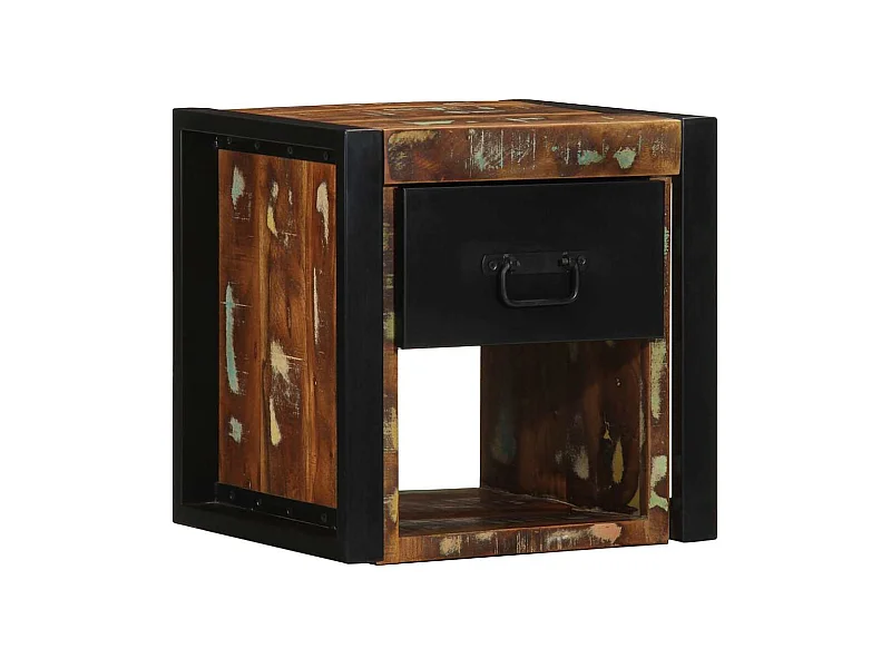 Table de chevet multicolore 40x35x40 cm bois de récupération