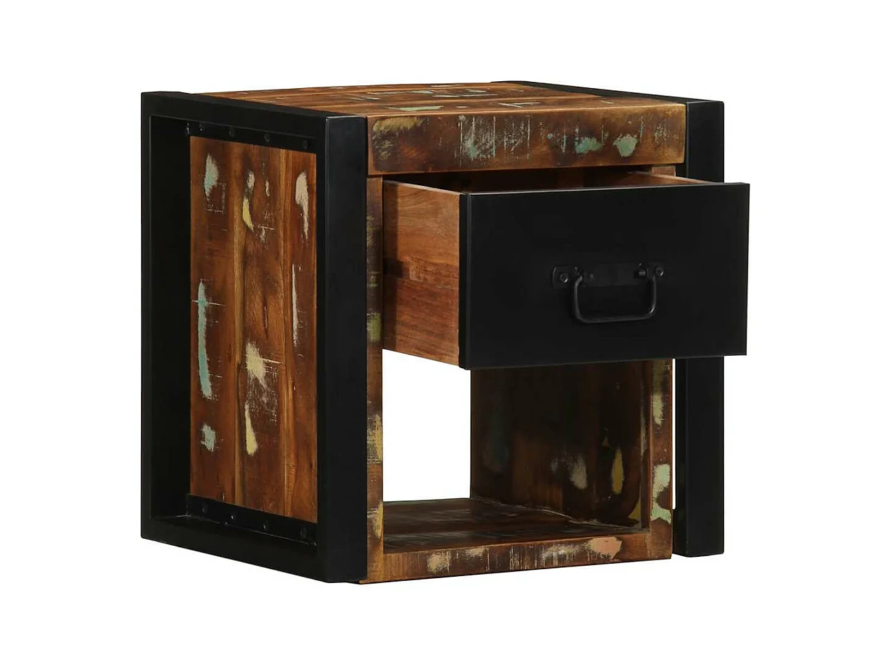 Table de chevet multicolore 40x35x40 cm bois de récupération