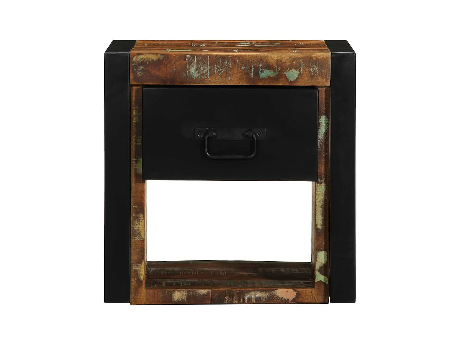 Table de chevet multicolore 40x35x40 cm bois de récupération