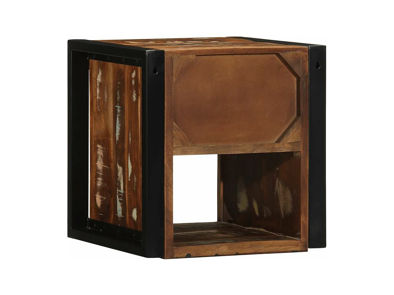 Table de chevet multicolore 40x35x40 cm bois de récupération