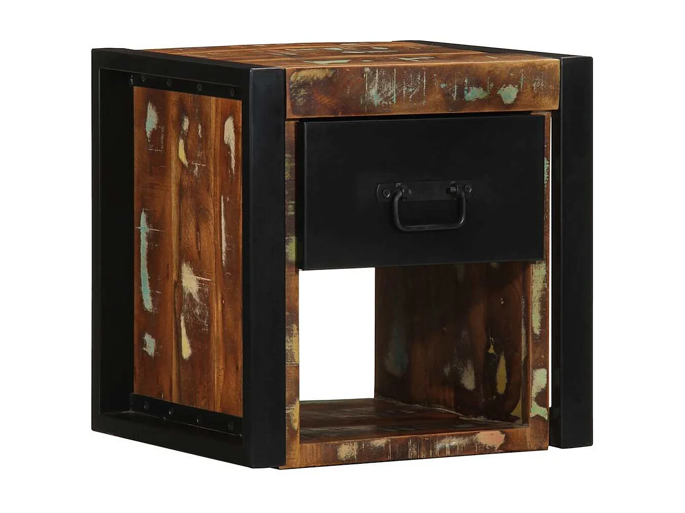 Table de chevet multicolore 40x35x40 cm bois de récupération