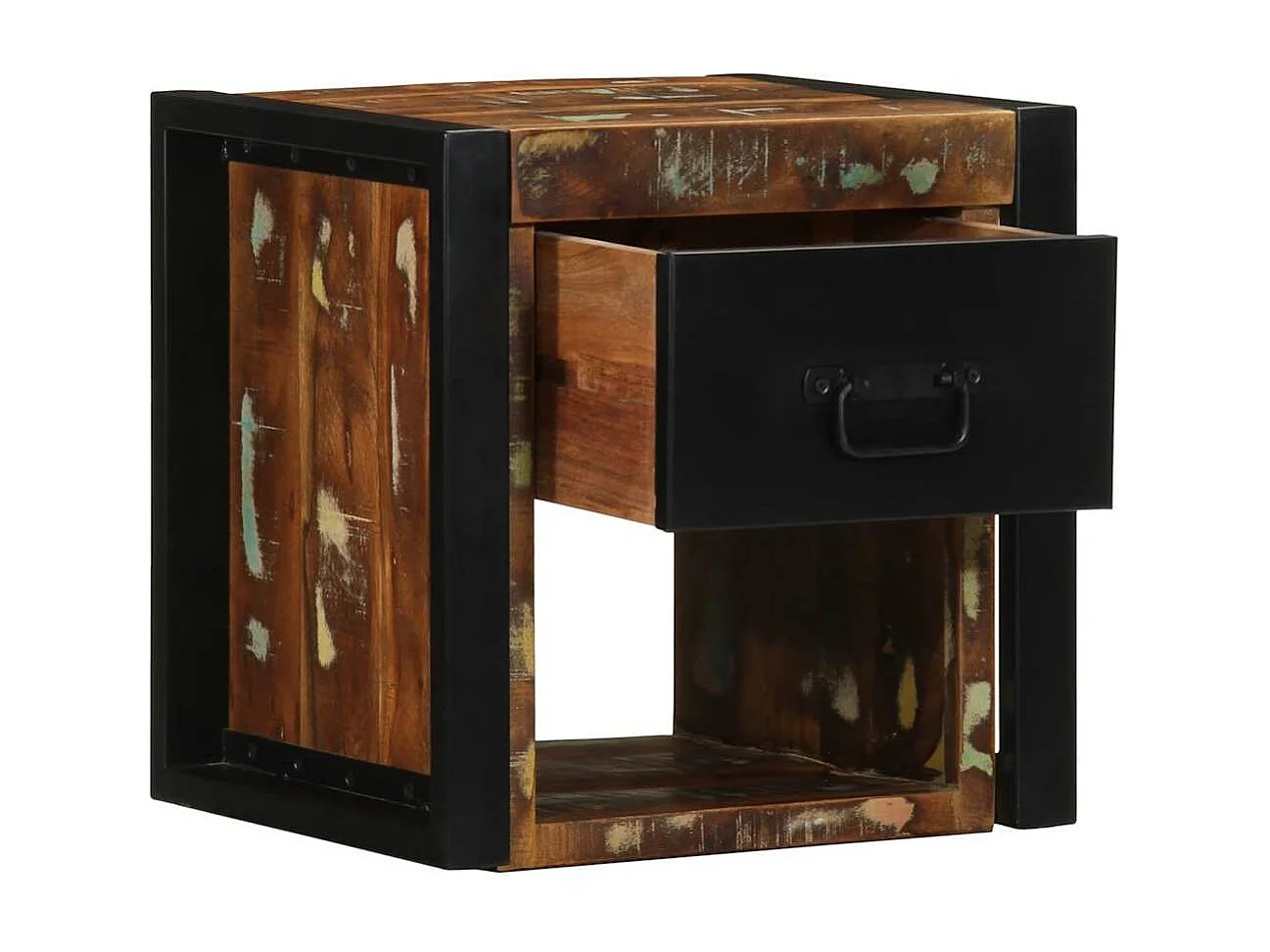 Table de chevet multicolore 40x35x40 cm bois de récupération