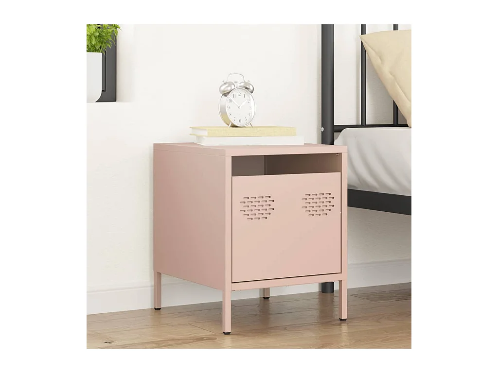 Table de chevet rose 35x39x43,5 cm acier