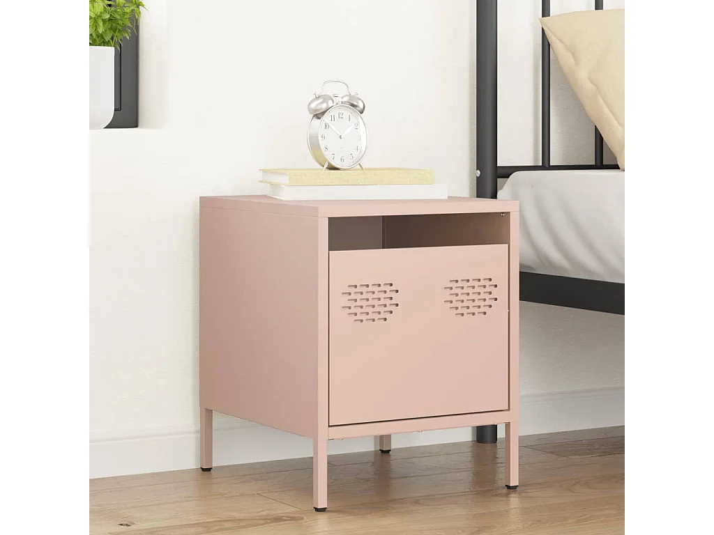 Mesa de cabeceira rosa 35x39x43,5 cm aço