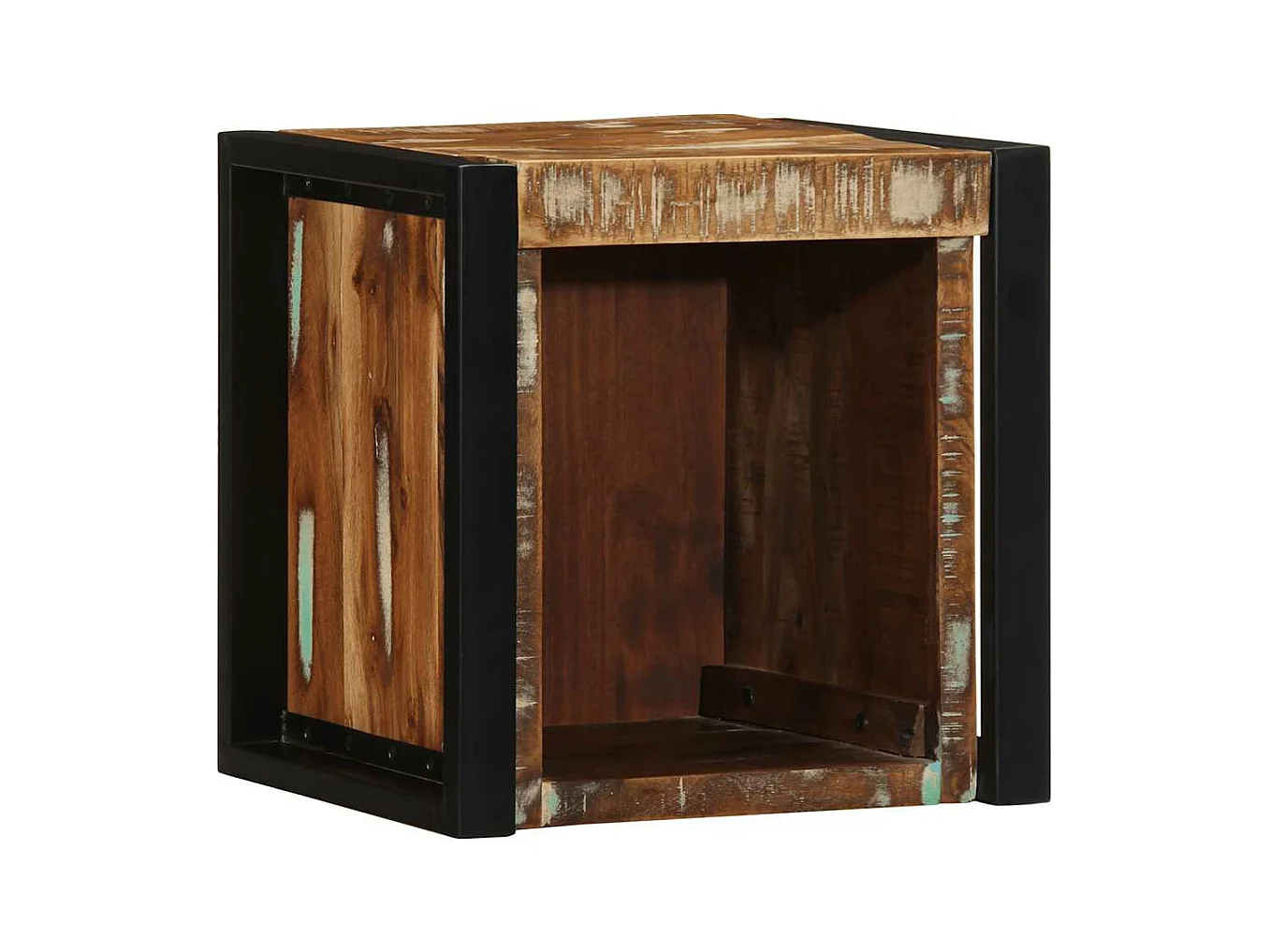 Mesa de cabeceira multicolorida 40x35x40 cm madeira recuperada