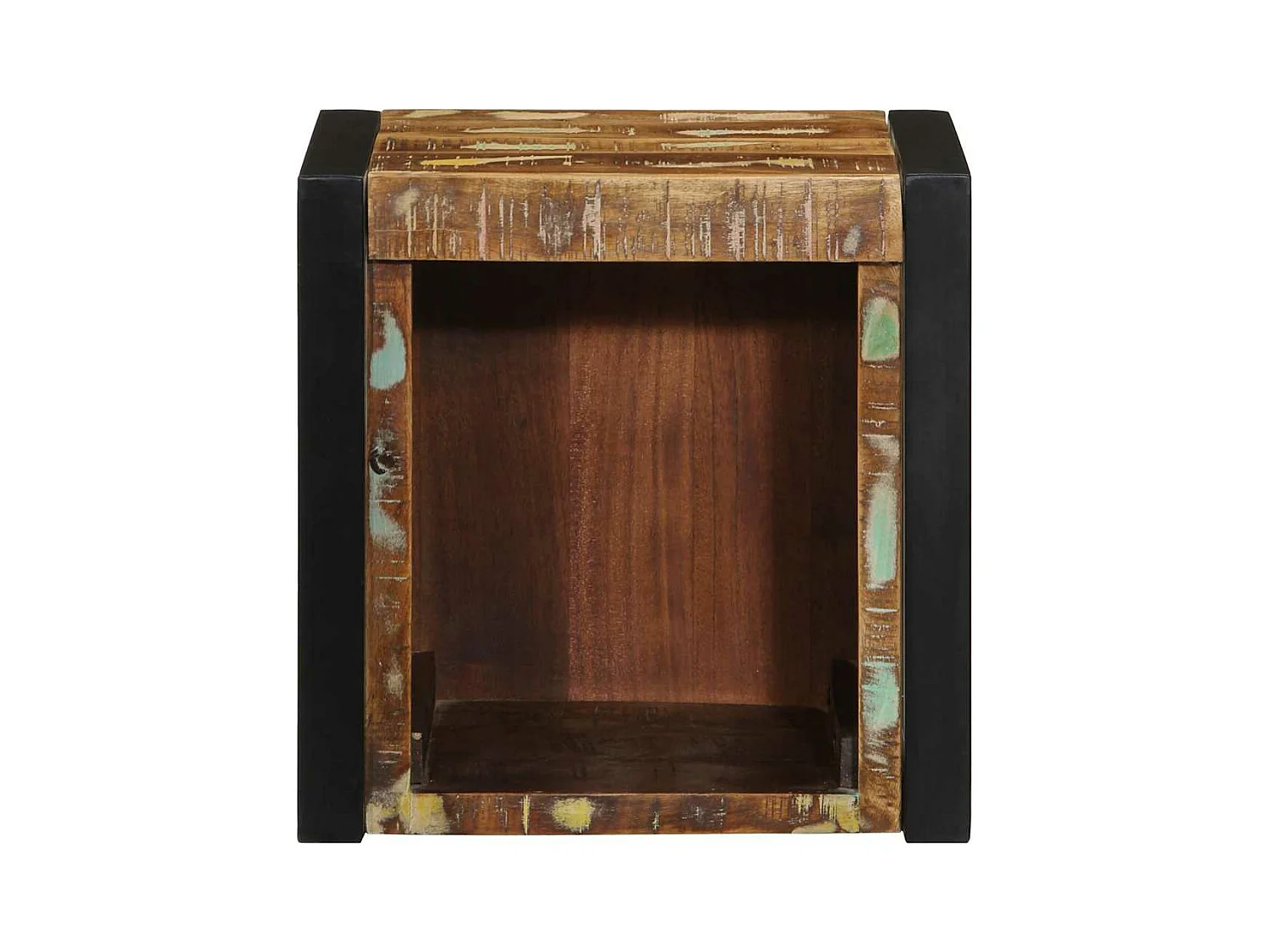 Mesa de cabeceira multicolorida 40x35x40 cm madeira recuperada