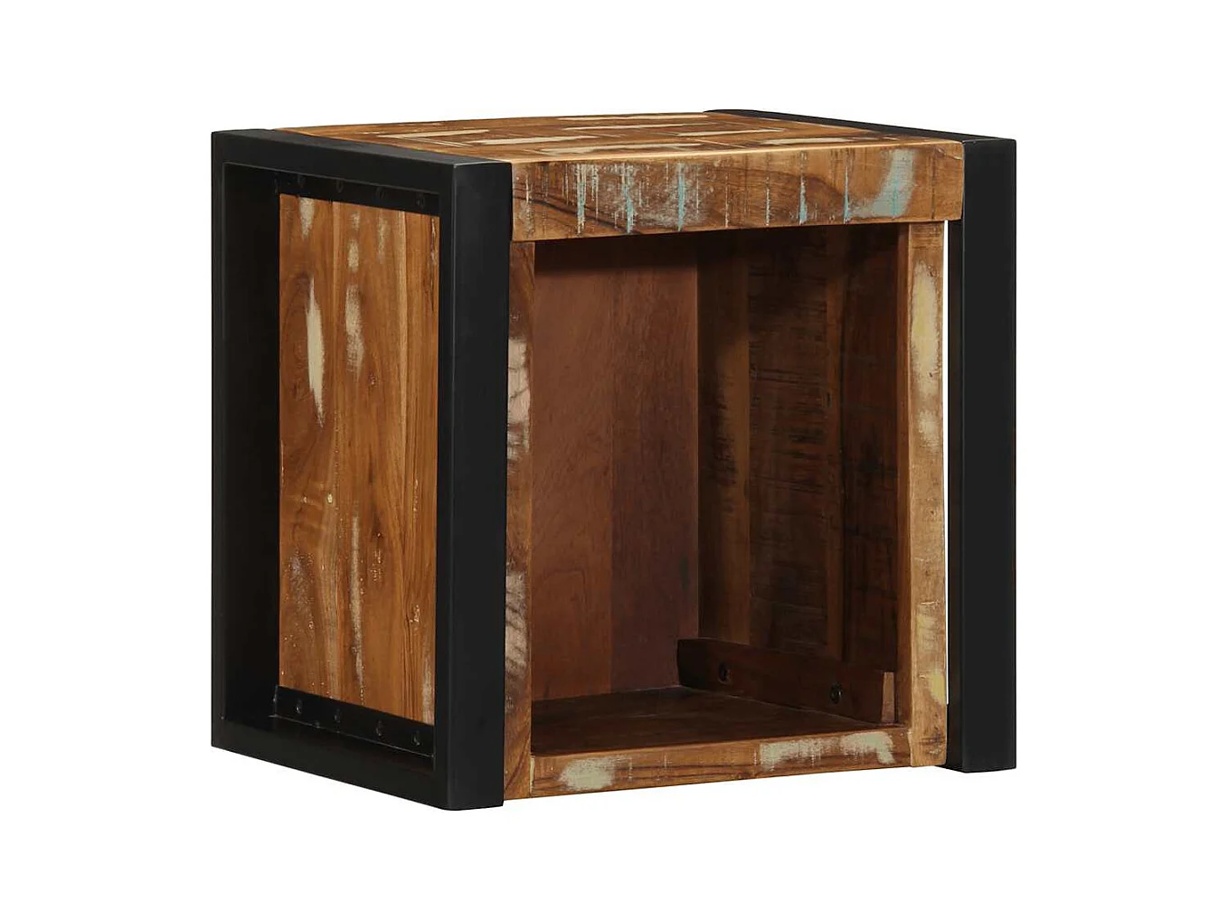 Table de chevet multicolore 40x35x40 cm bois de récupération
