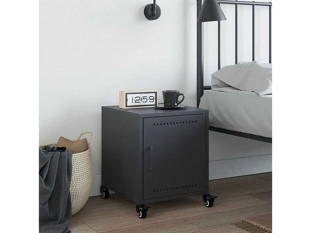 Table de chevet anthracite 36x39x43,5 cm acier