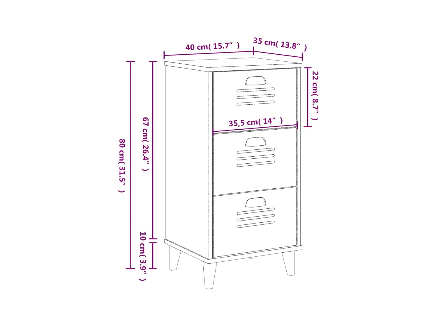 Table de chevet VIKEN blanc bois d'ingénierie