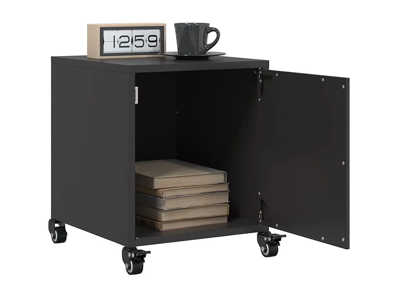 Table de chevet noir 36x39x43,5 cm acier