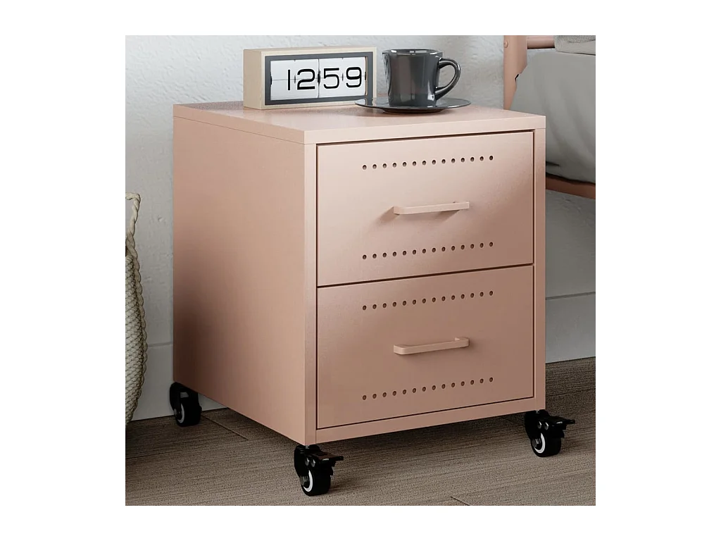 Table de chevet rose 36x39x43,5 cm acier