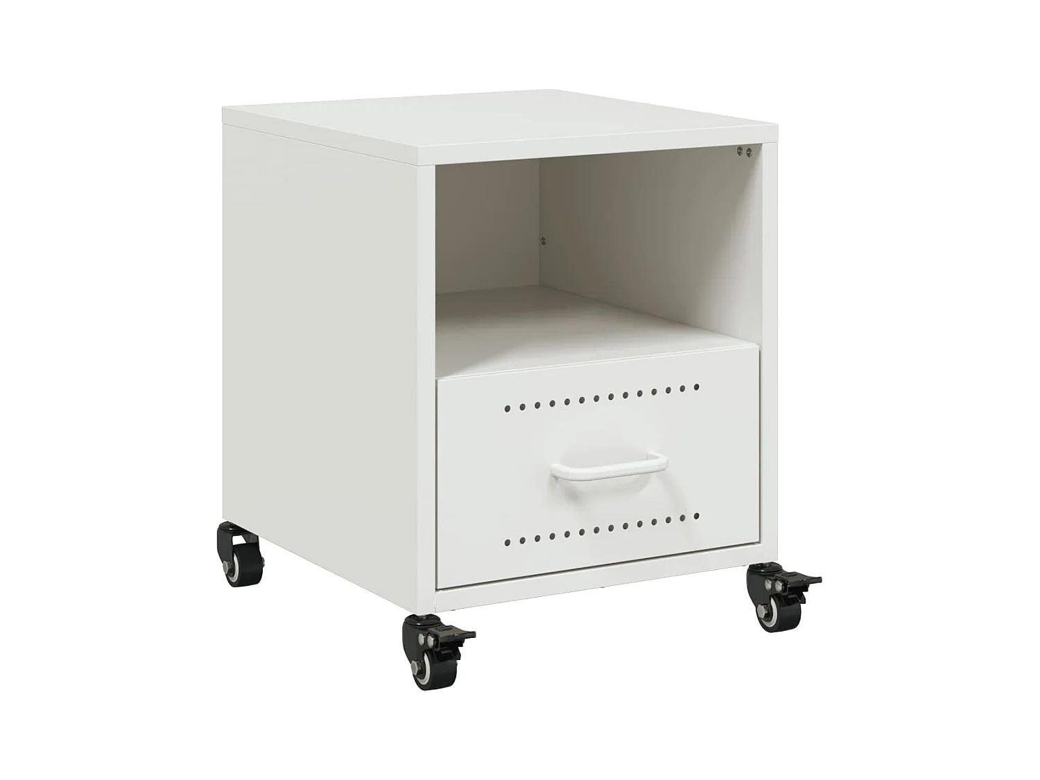 Table de chevet blanc 36x39x43,5 cm acier