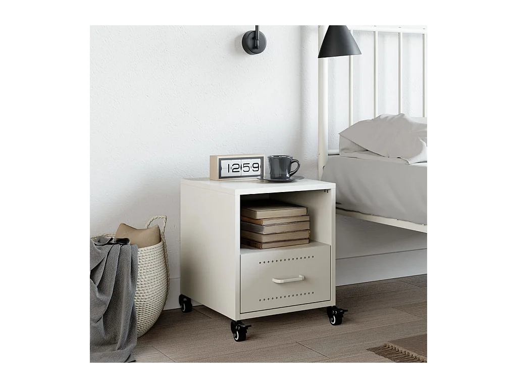 Table de chevet blanc 36x39x43,5 cm acier