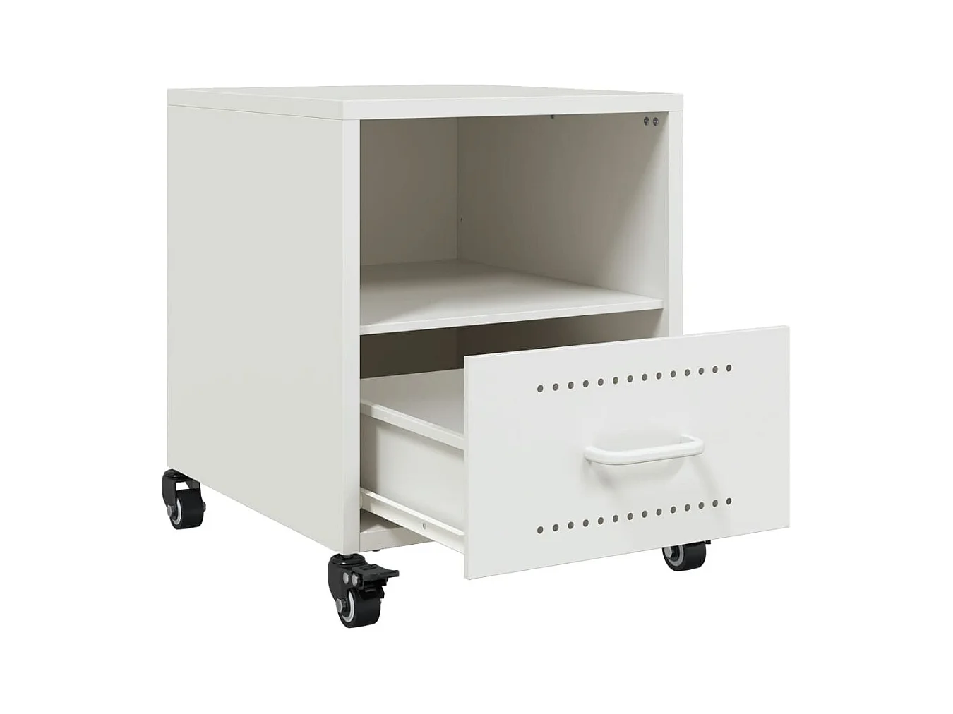 Table de chevet blanc 36x39x43,5 cm acier