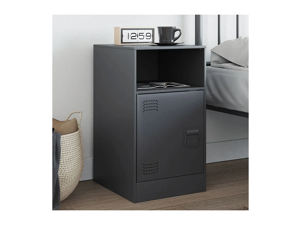 Comodino antracite 34,5x39x62 cm acciaio