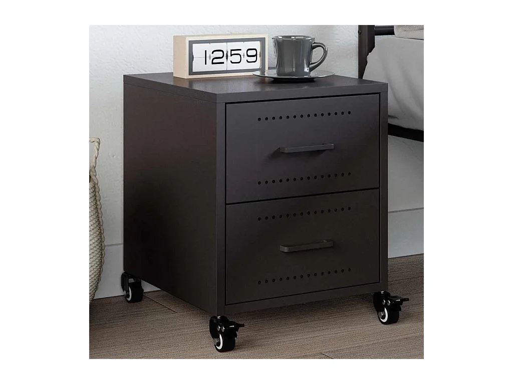 Mesilla de noche negra 36x39x43,5 cm acero