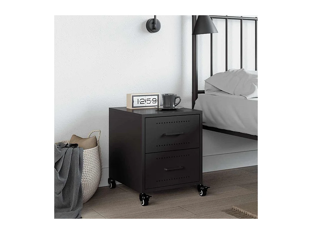 Table de chevet noir 36x39x43,5 cm acier