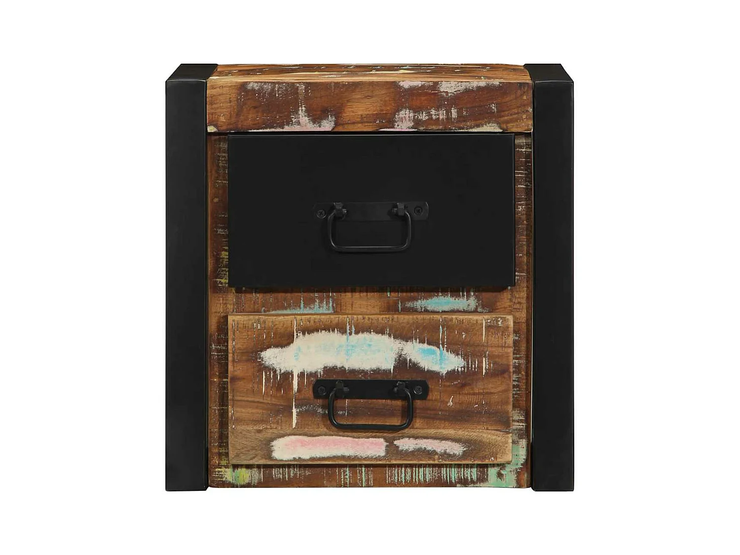 Mesa de cabeceira multicolorida 40x35x40 cm madeira recuperada