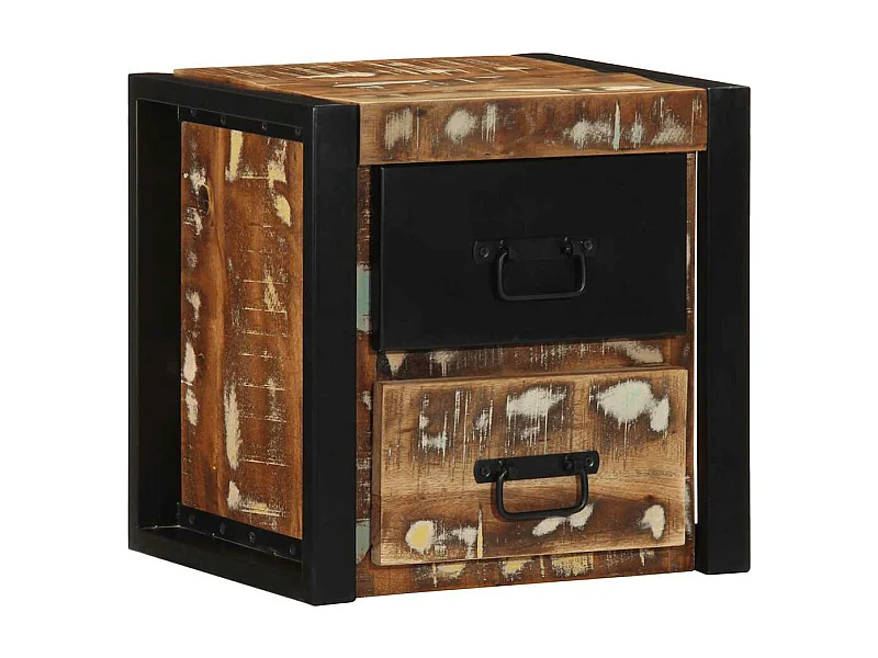 Table de chevet multicolore 40x35x40 cm bois de récupération