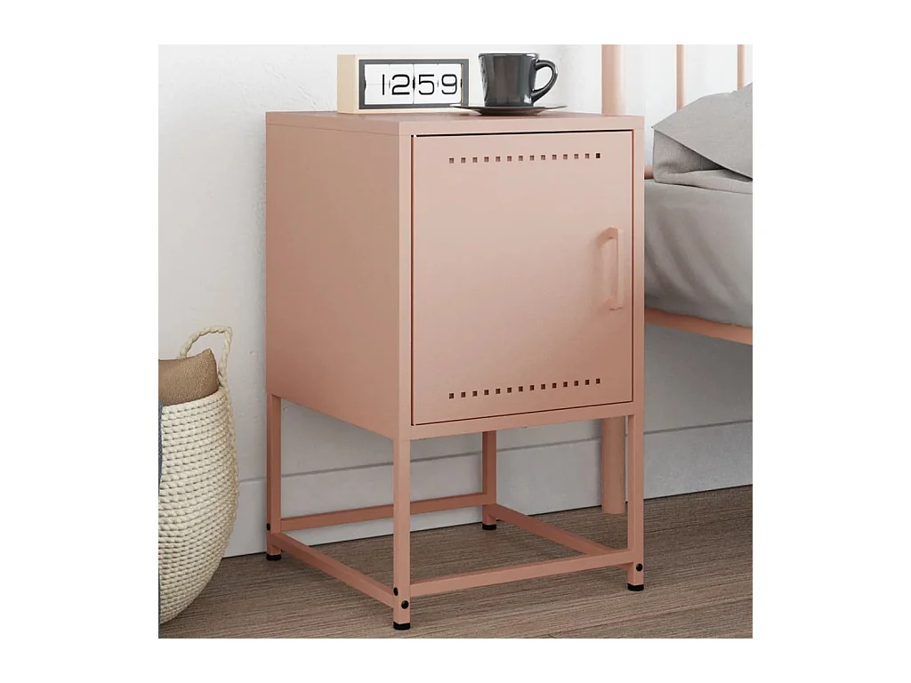 Table de chevet rose 36x39x60,5 cm acier