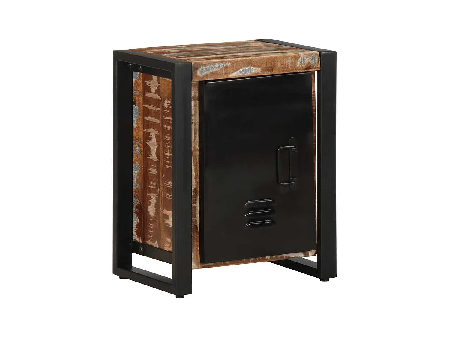 Table de chevet multicolore 40x30x51 cm bois de récupération