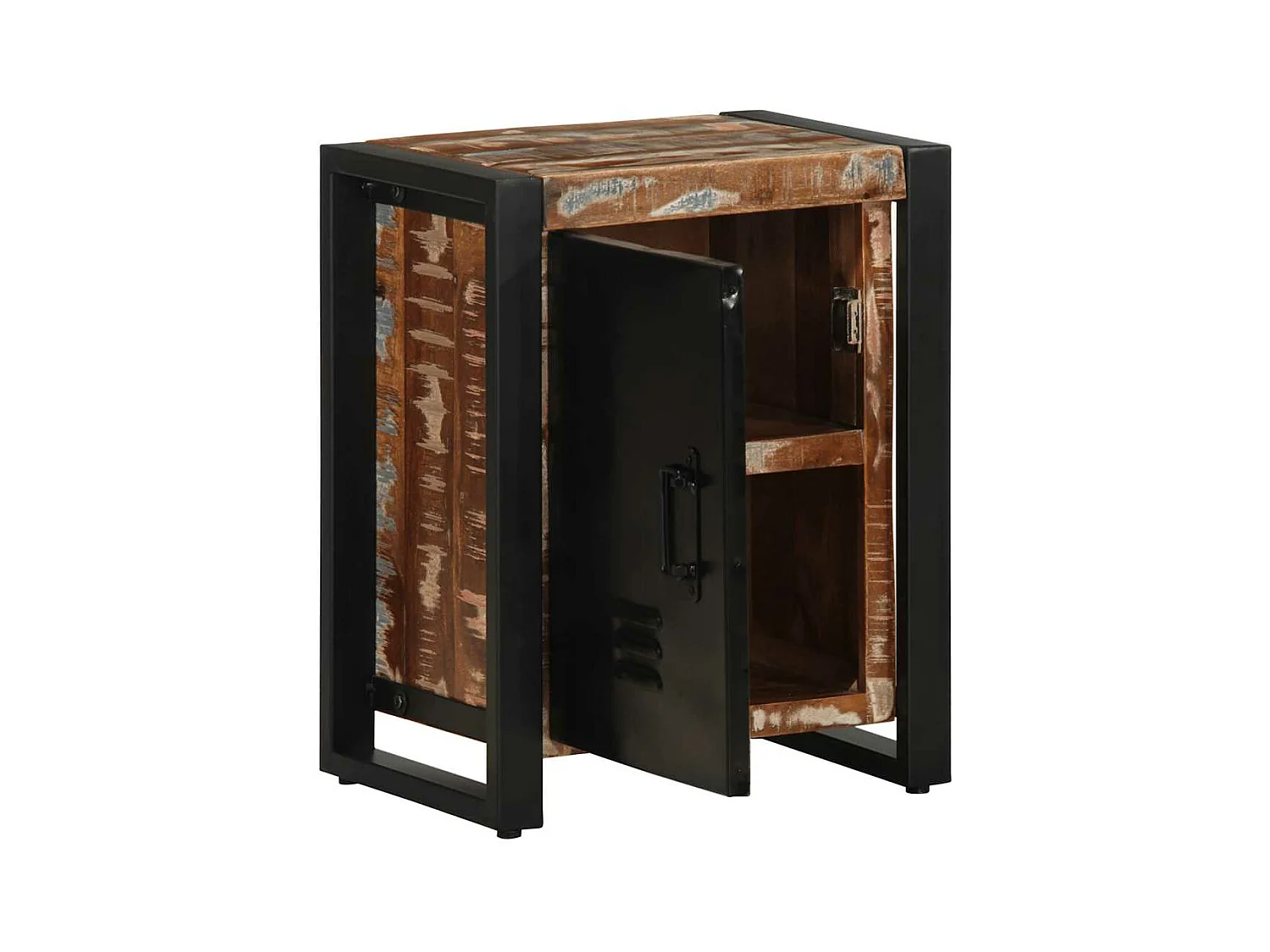 Table de chevet multicolore 40x30x51 cm bois de récupération