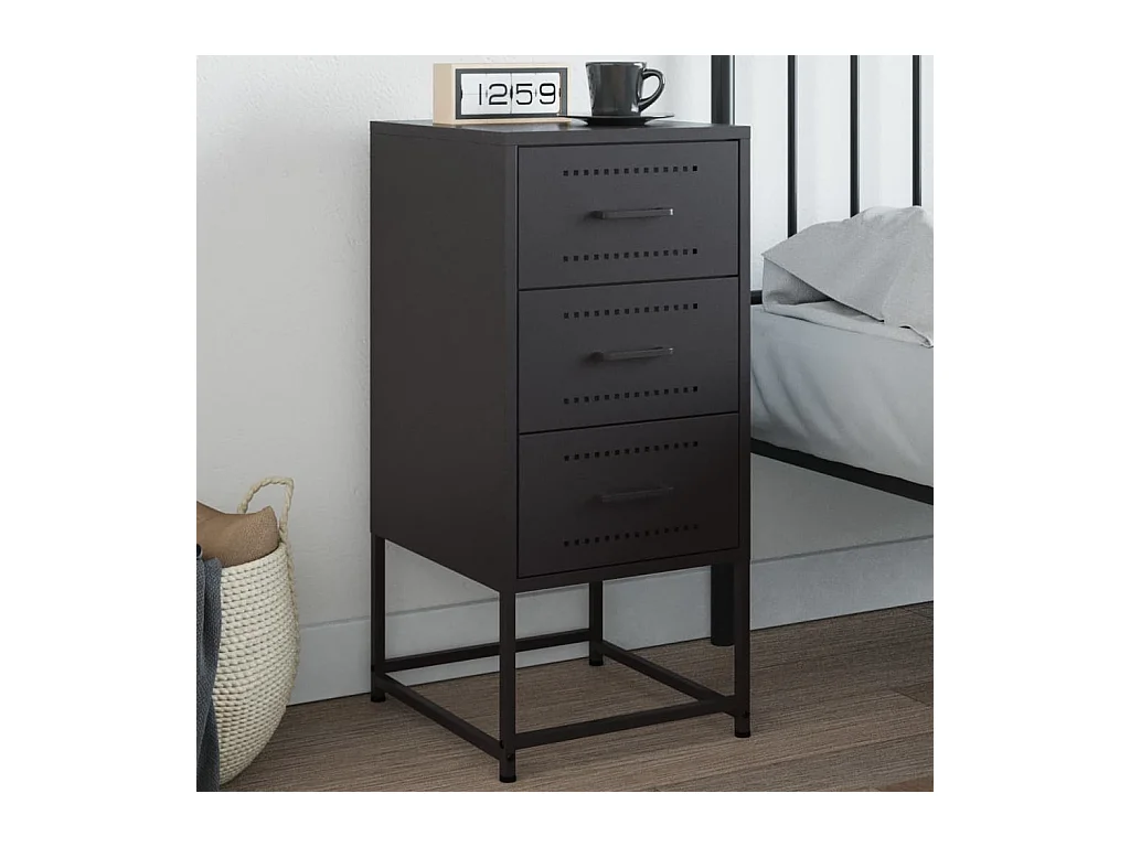 Table de chevet noir 36x39x78 cm acier