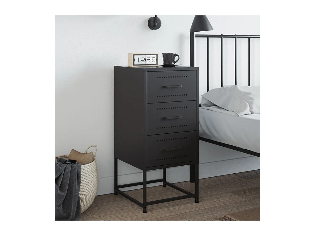 Table de chevet noir 36x39x78 cm acier