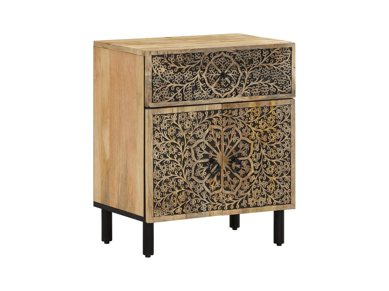 Comodino 50x33x60 cm in legno massello di mango