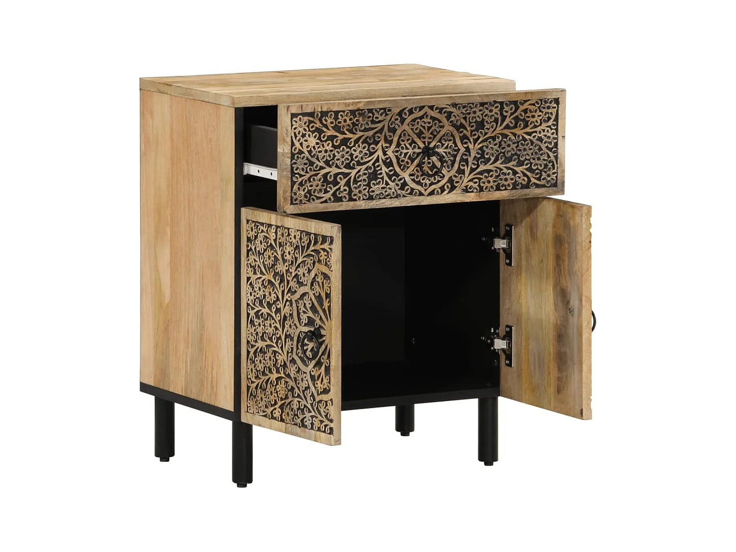 Comodino 50x33x60 cm in legno massello di mango