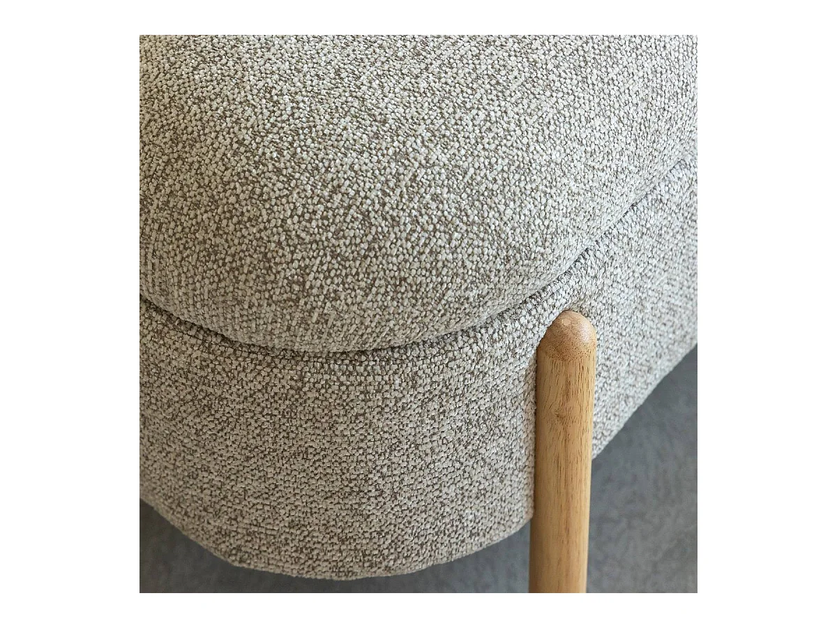 Banc en bois de pin et tissu bouclette gris clair Nério