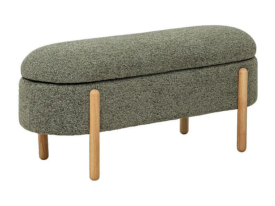 Banc en bois de pin et tissu bouclette  vert Nério