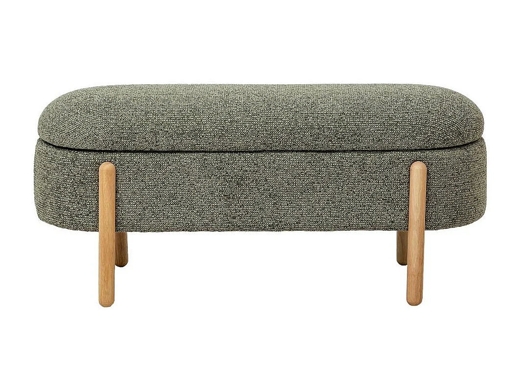 Banc en bois de pin et tissu bouclette  vert Nério