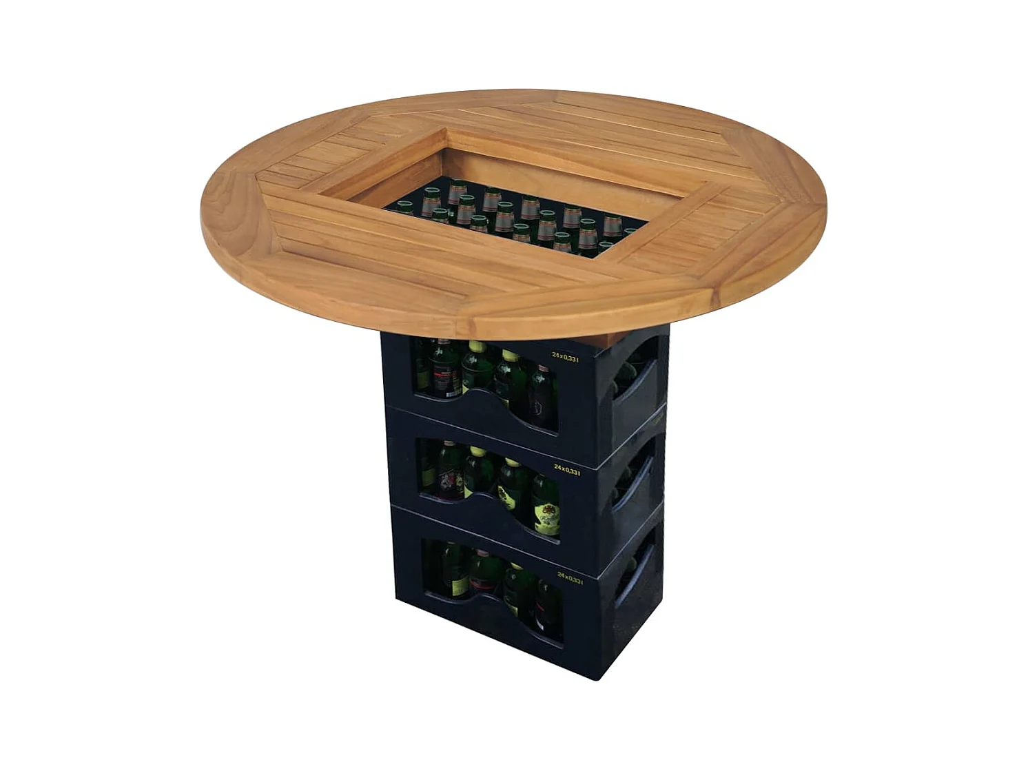 Piano Tavolo per Cassa di Birra in Legno di Teak 70 cm