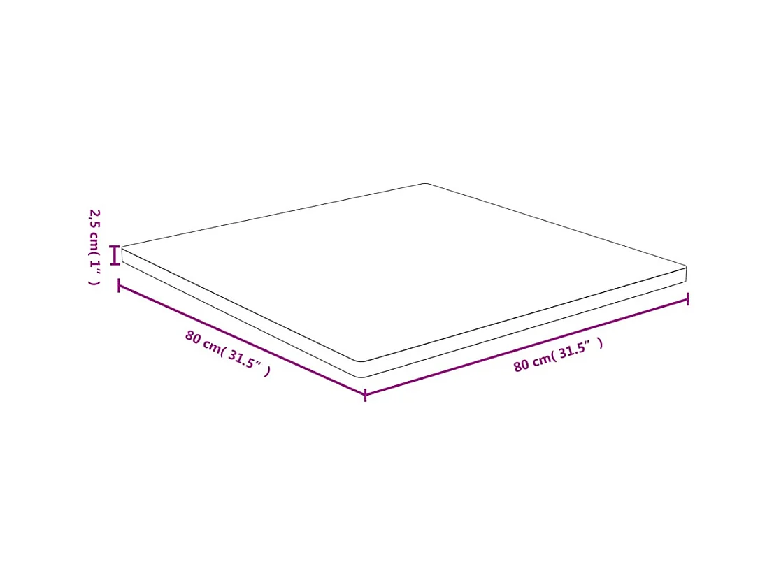Dessus de table 80x80x2,5 cm bambou