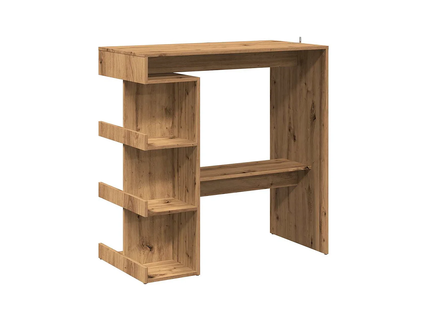 Mesa de bar con estante de almacenamiento hecha a mano en roble