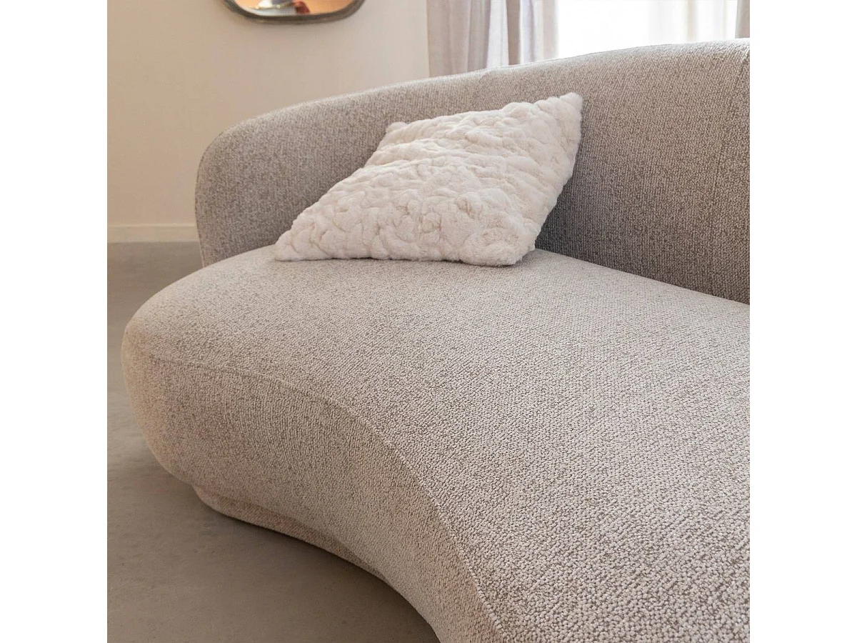 Canapé en tissu bouclette gris 3 places Maddy