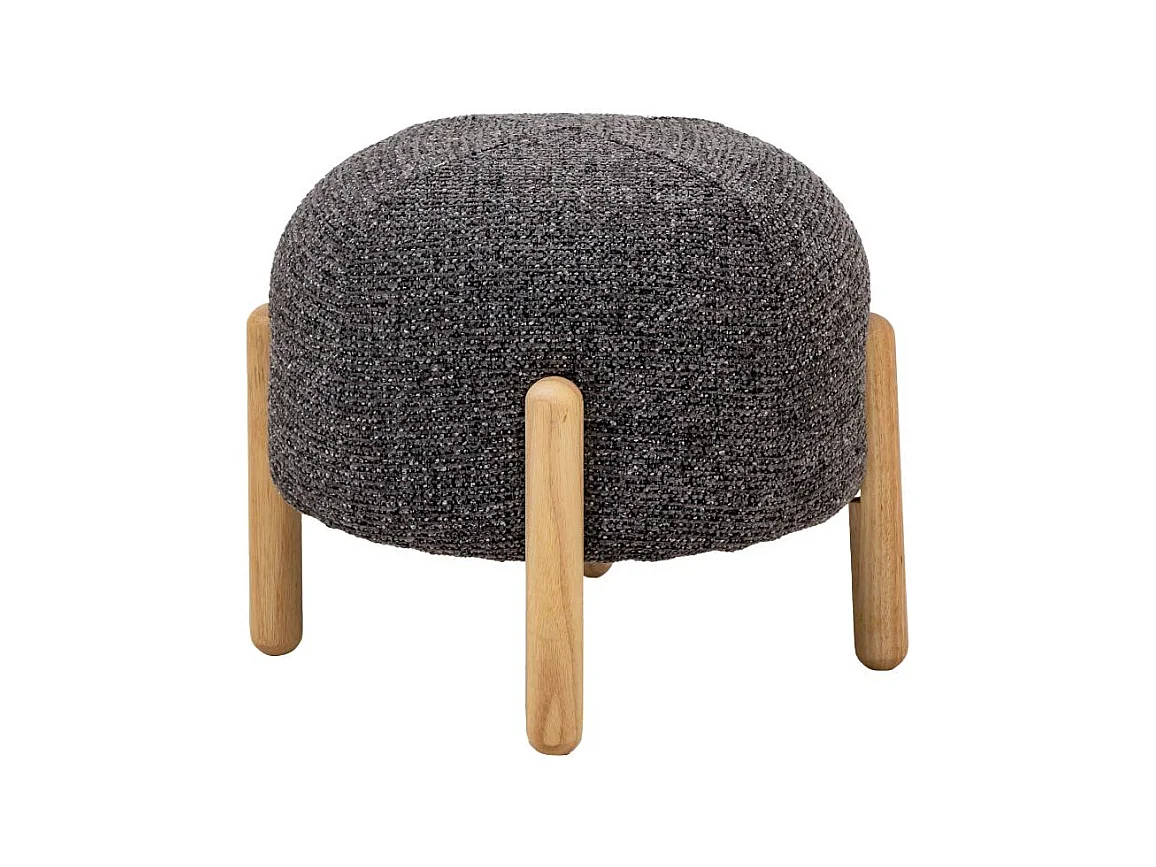 Petit tabouret en tissu bouclette gris foncé Nério