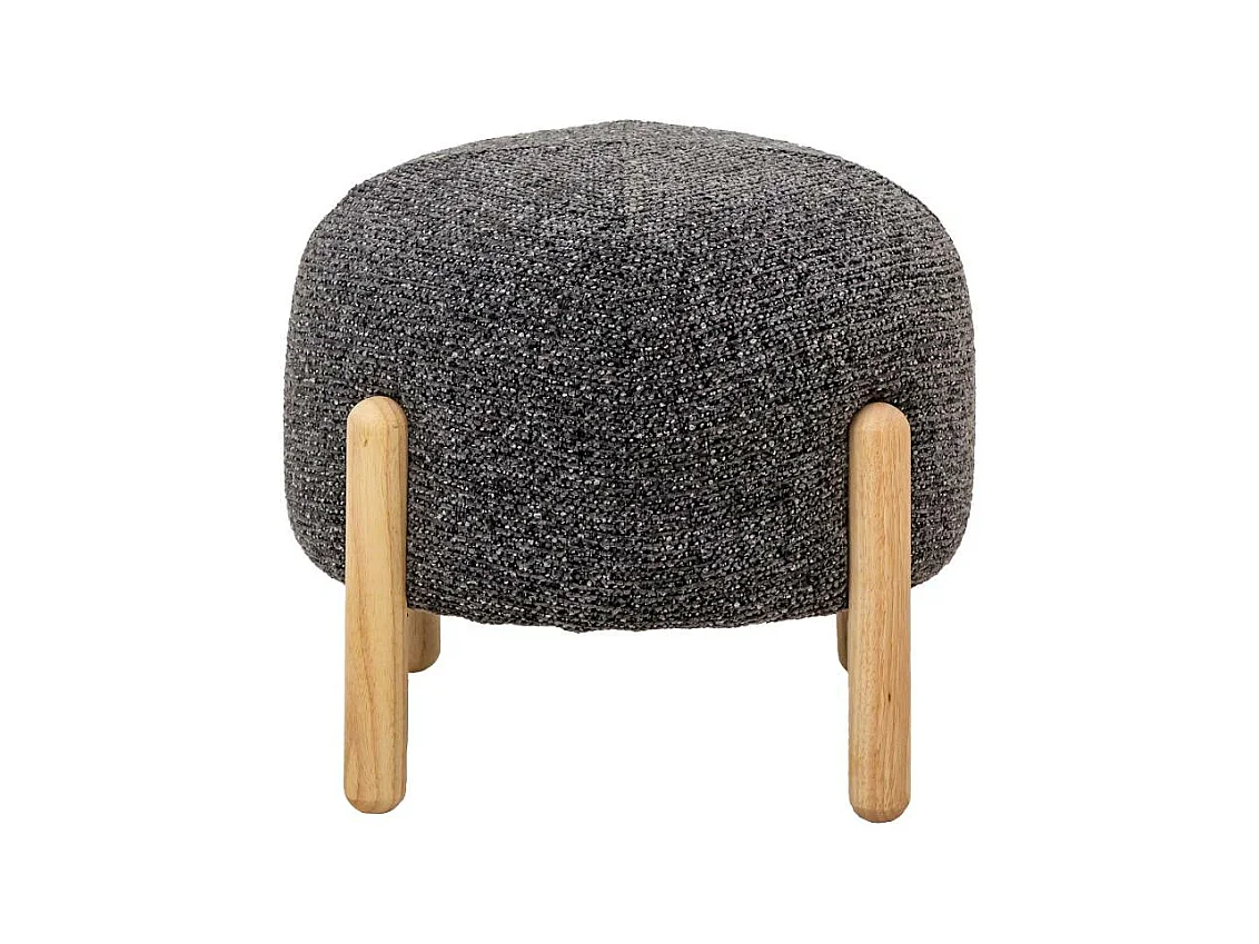 Petit tabouret en tissu bouclette gris foncé Nério