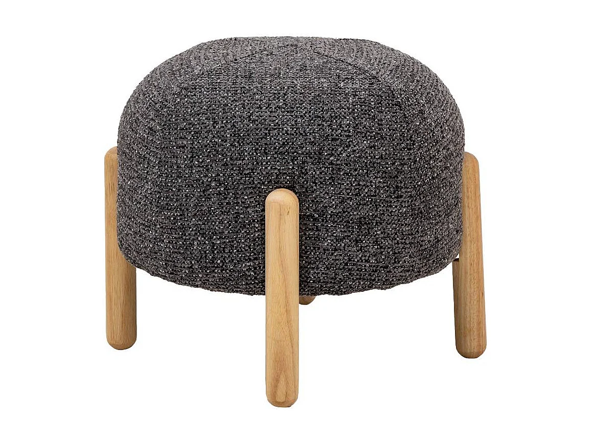 Pequeño taburete en tela bouclé gris oscuro Calya