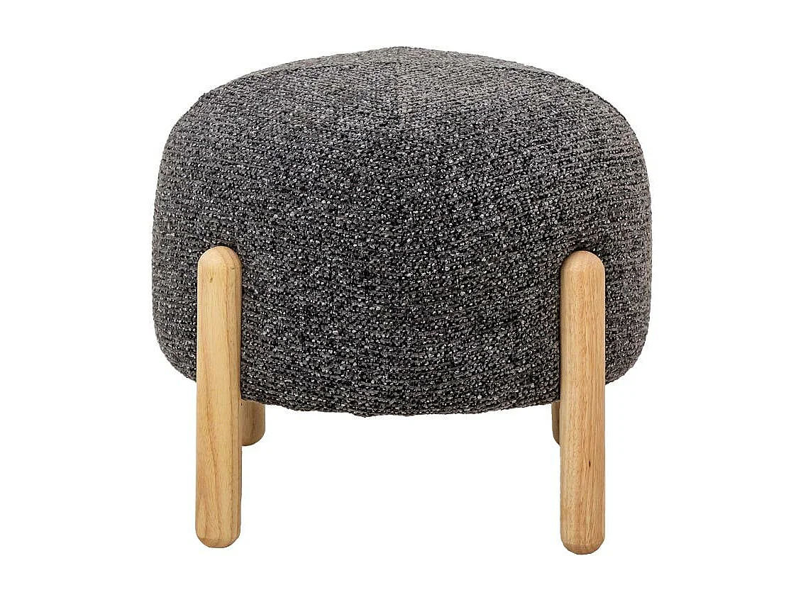 Pequeño taburete en tela bouclé gris oscuro Calya