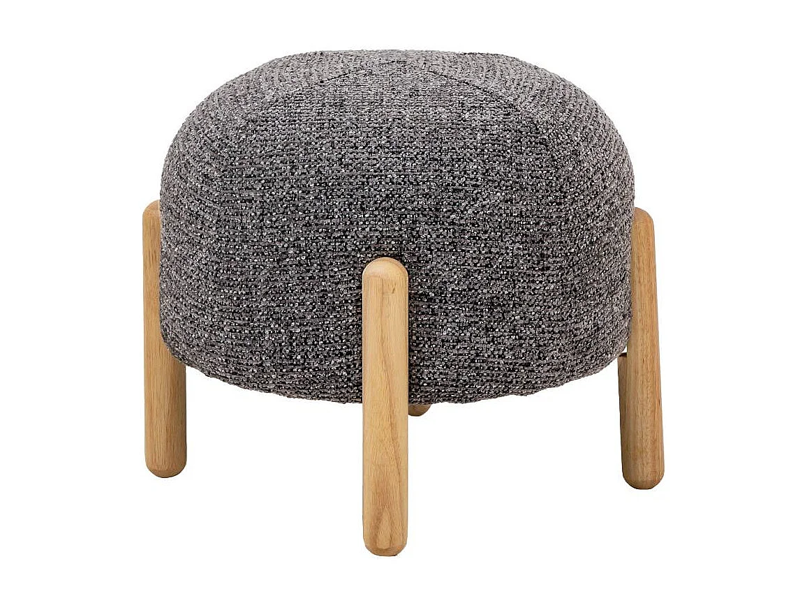 Petit tabouret en tissu bouclette gris foncé Nério