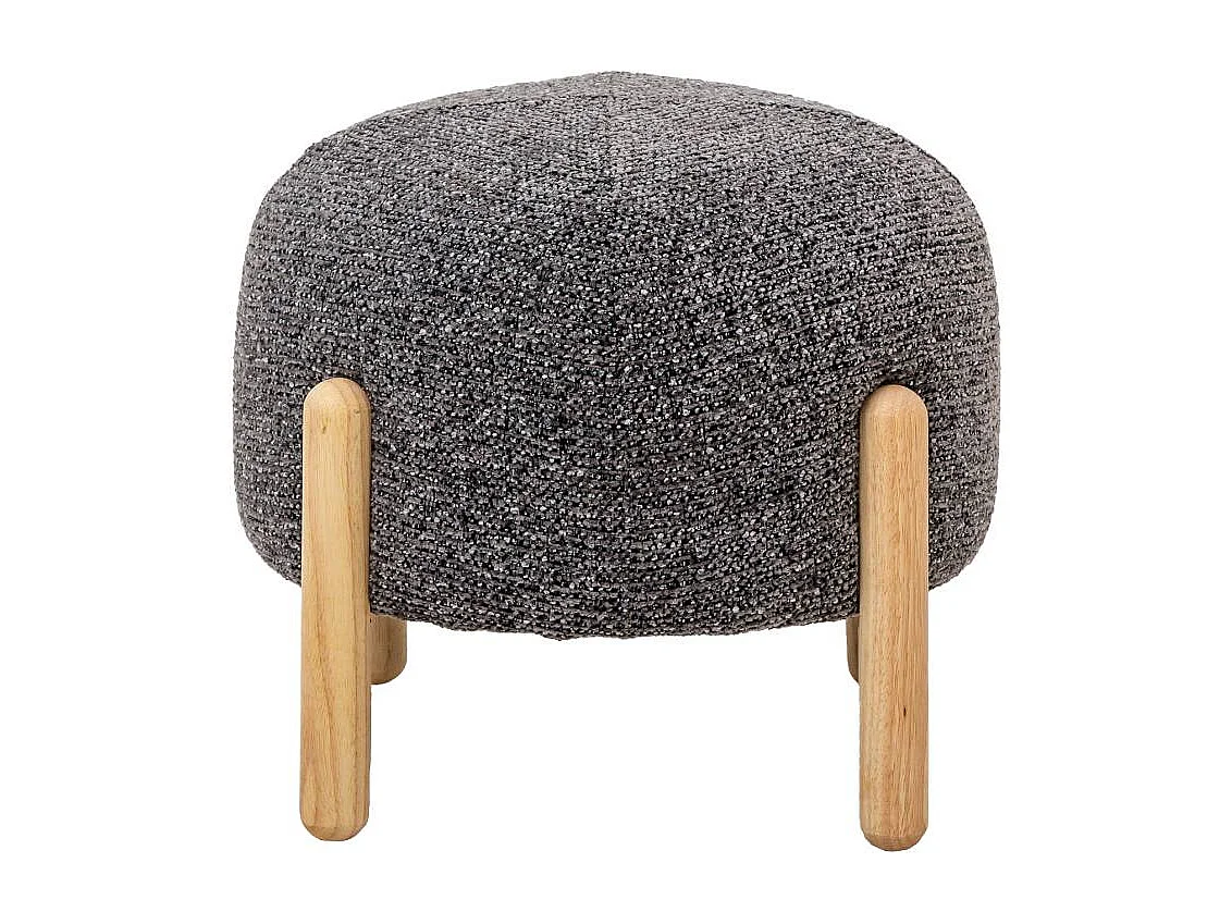 Petit tabouret en tissu bouclette gris foncé Nério