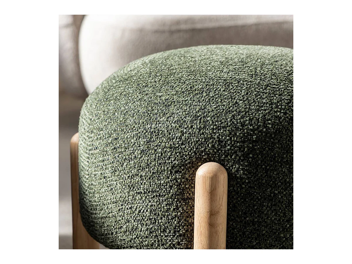 Tabouret en tissu bouclette vert Nério