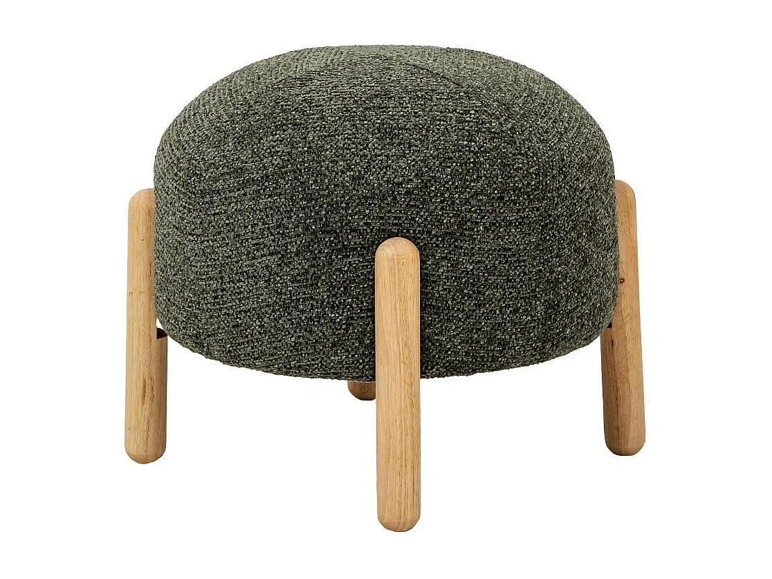 Taburete en tela bouclé verde Calya