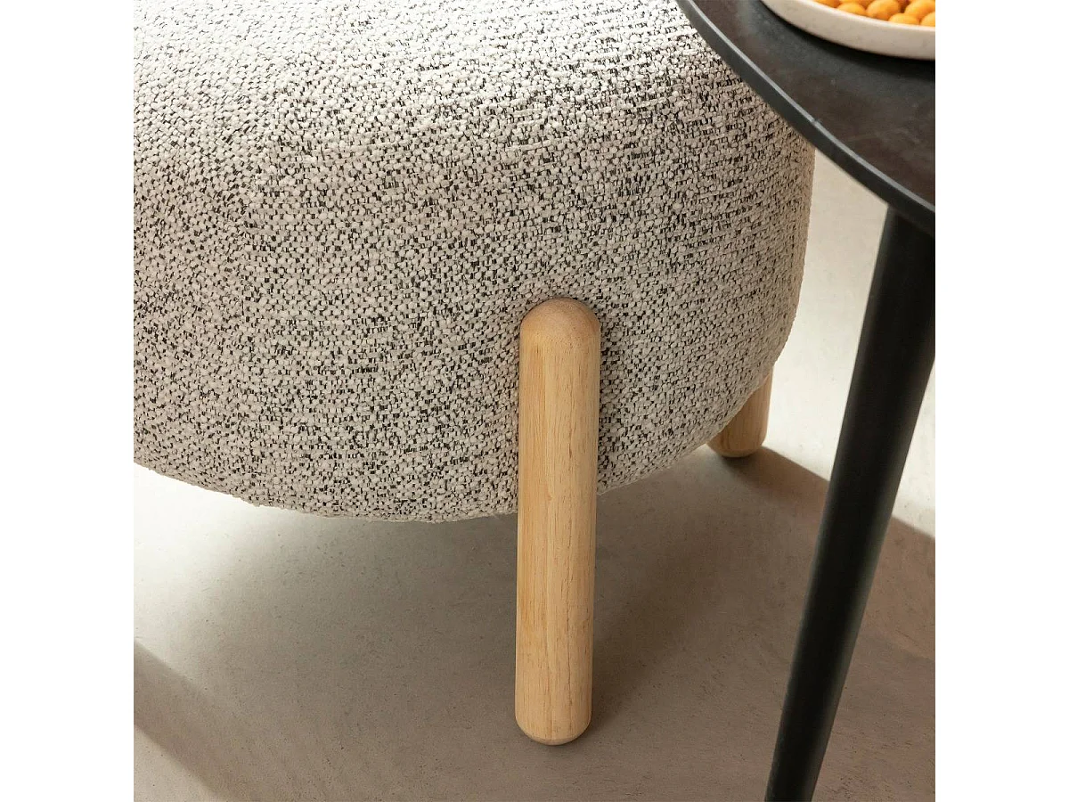 Petit tabouret en tissu bouclette gris Nério