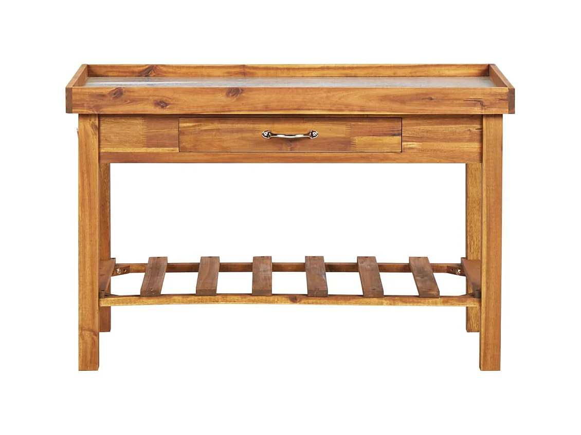 Mesa de jardín con tapa de zinc Madera maciza de acacia