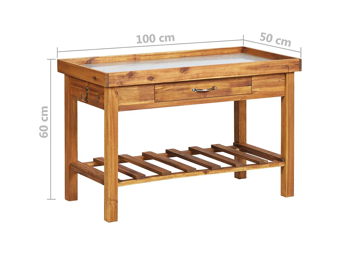 Mesa de jardín con tapa de zinc Madera maciza de acacia