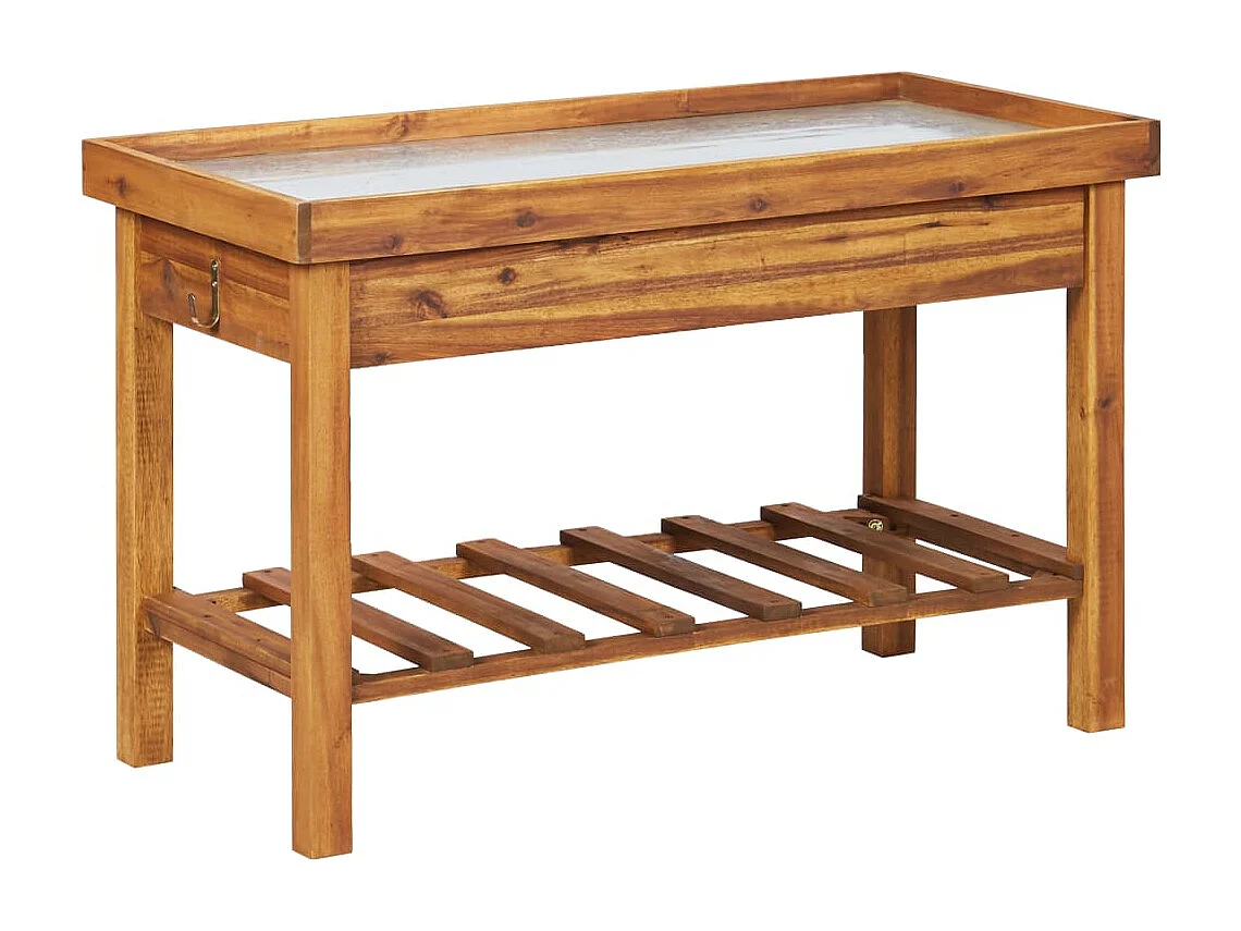 Table de jardin avec dessus en zinc Bois solide d'acacia