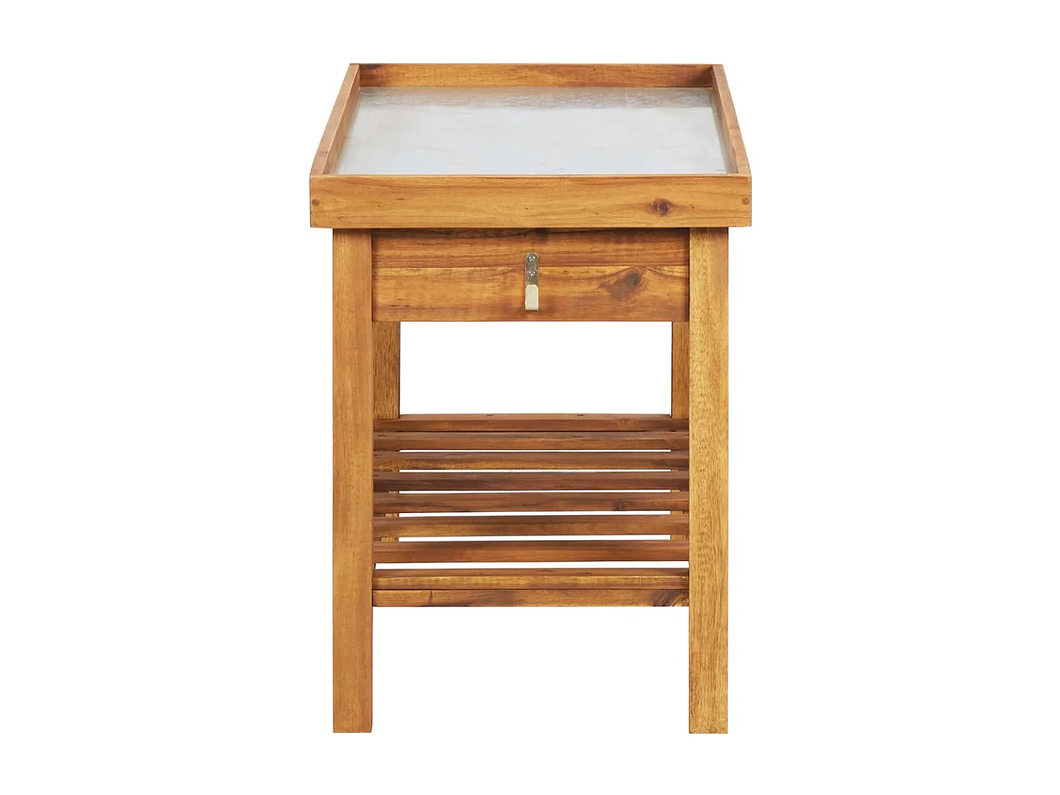 Table de jardin avec dessus en zinc Bois solide d'acacia